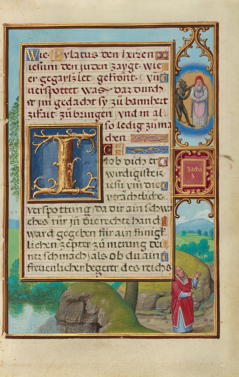 Rand mit der Vision des Hohenpriesters und des Teufels von Sacharja von Simon Bening