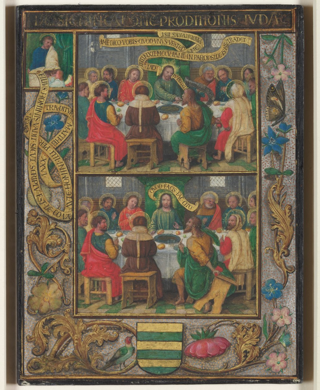 Einzelblatt mit Szenen vom letzten Abendmahl, ca. 1525-1530 von Simon Bening