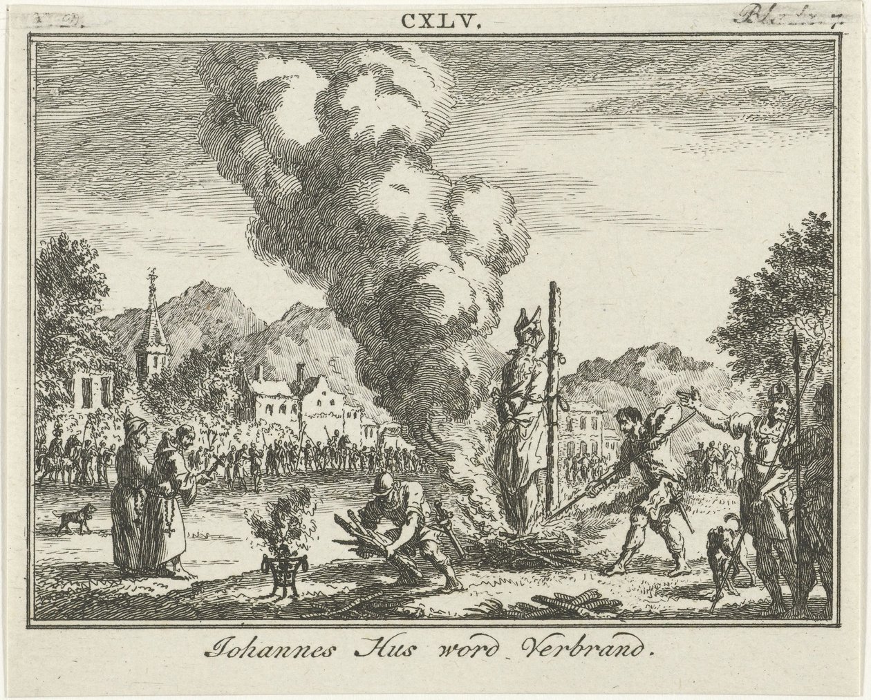 Verbrennung von Jan Hus auf dem Scheiterhaufen von Simon Fokke