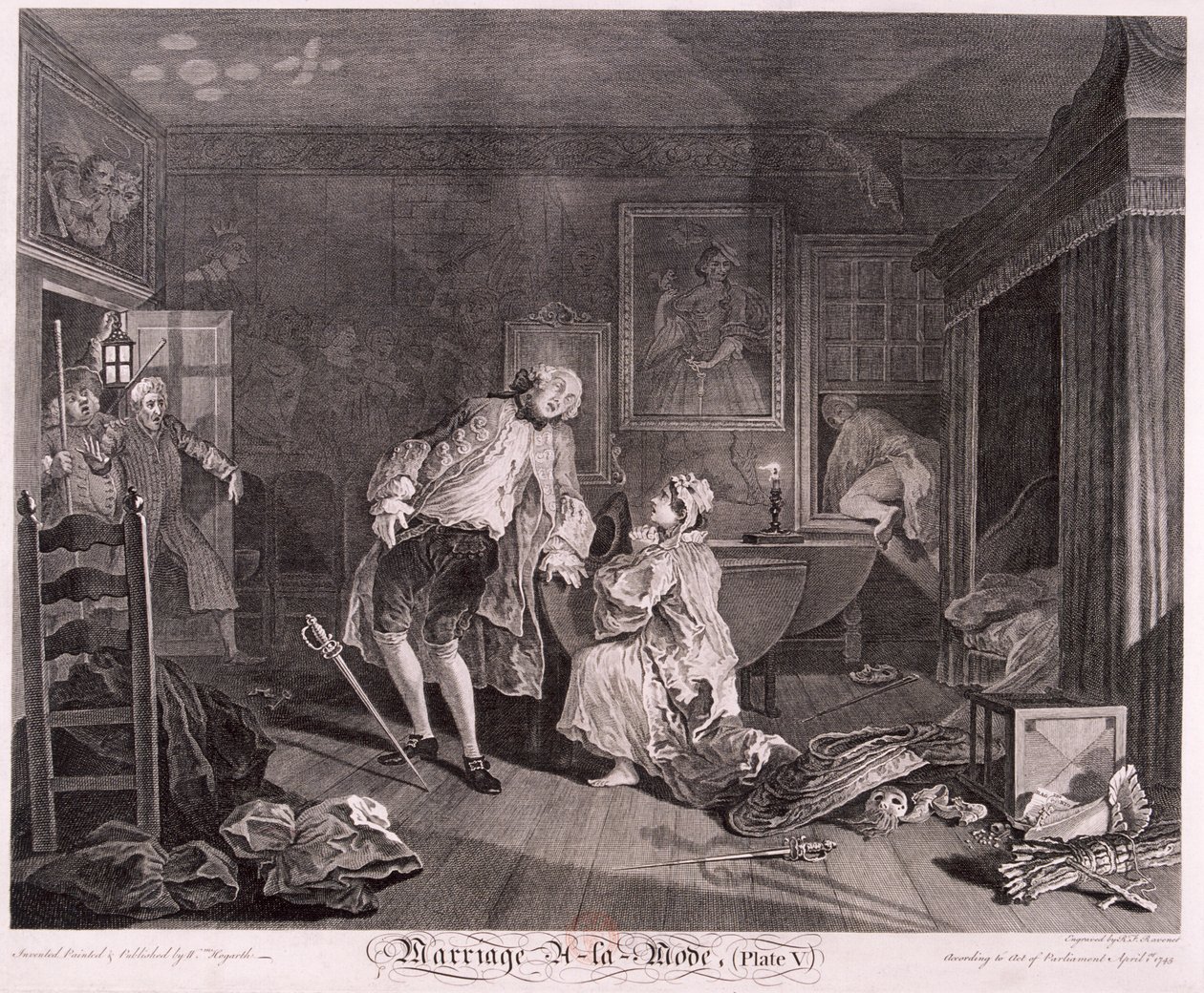 Heirat à la mode, Platte V, 1745 von Simon Francois Ravenet