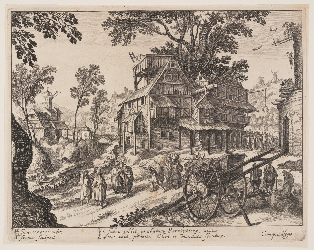 Heilung des Gelähmten, aus Landschaften mit Szenen aus dem Leben Christi von Simon Frisius