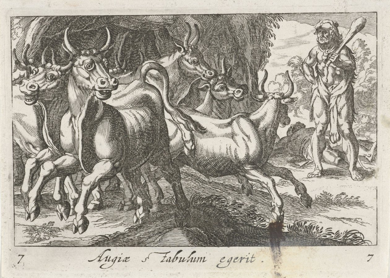 Herkules hütet die Herde von Geryon von Simon Frisius