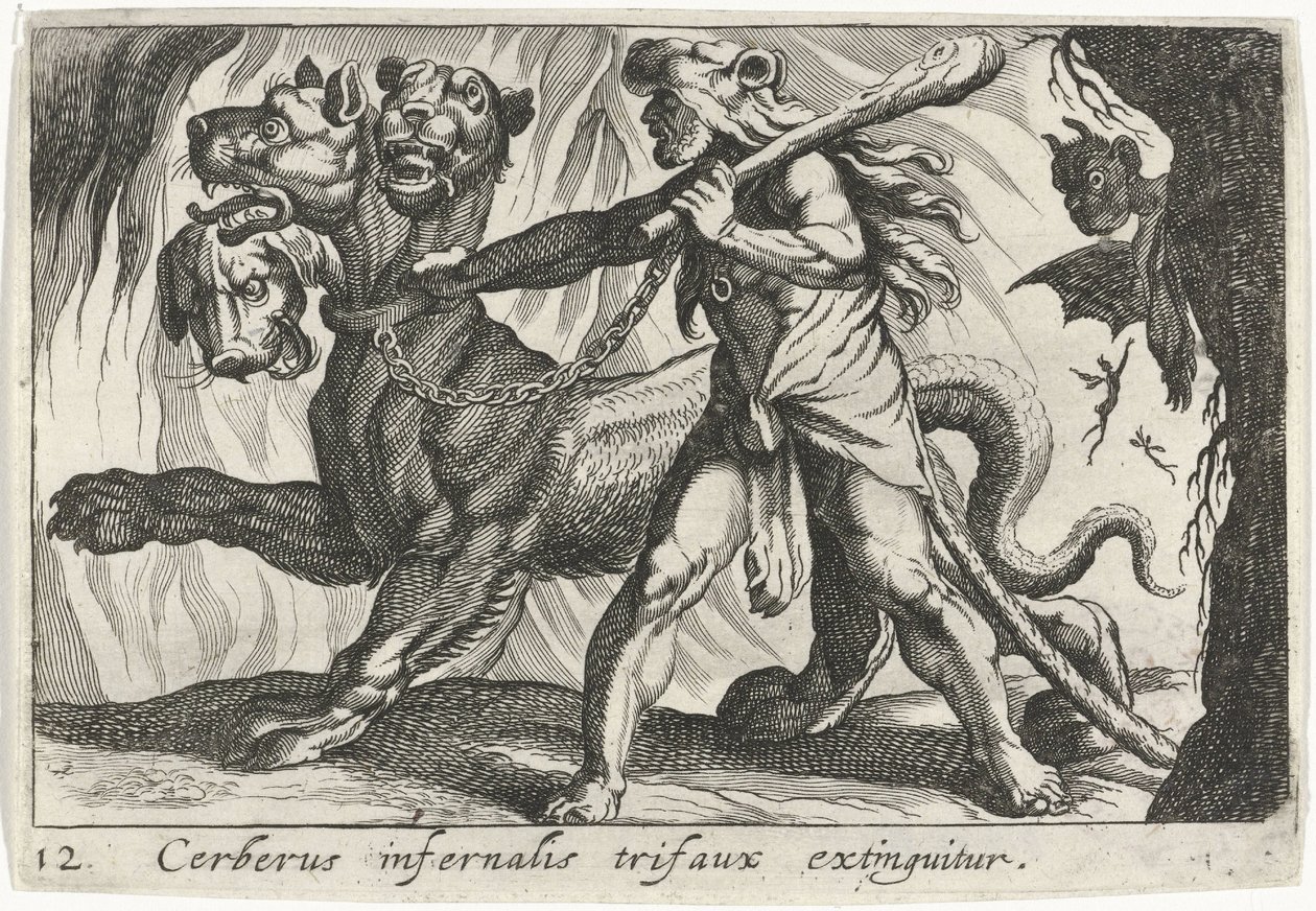 Herkules fängt Cerberus von Simon Frisius
