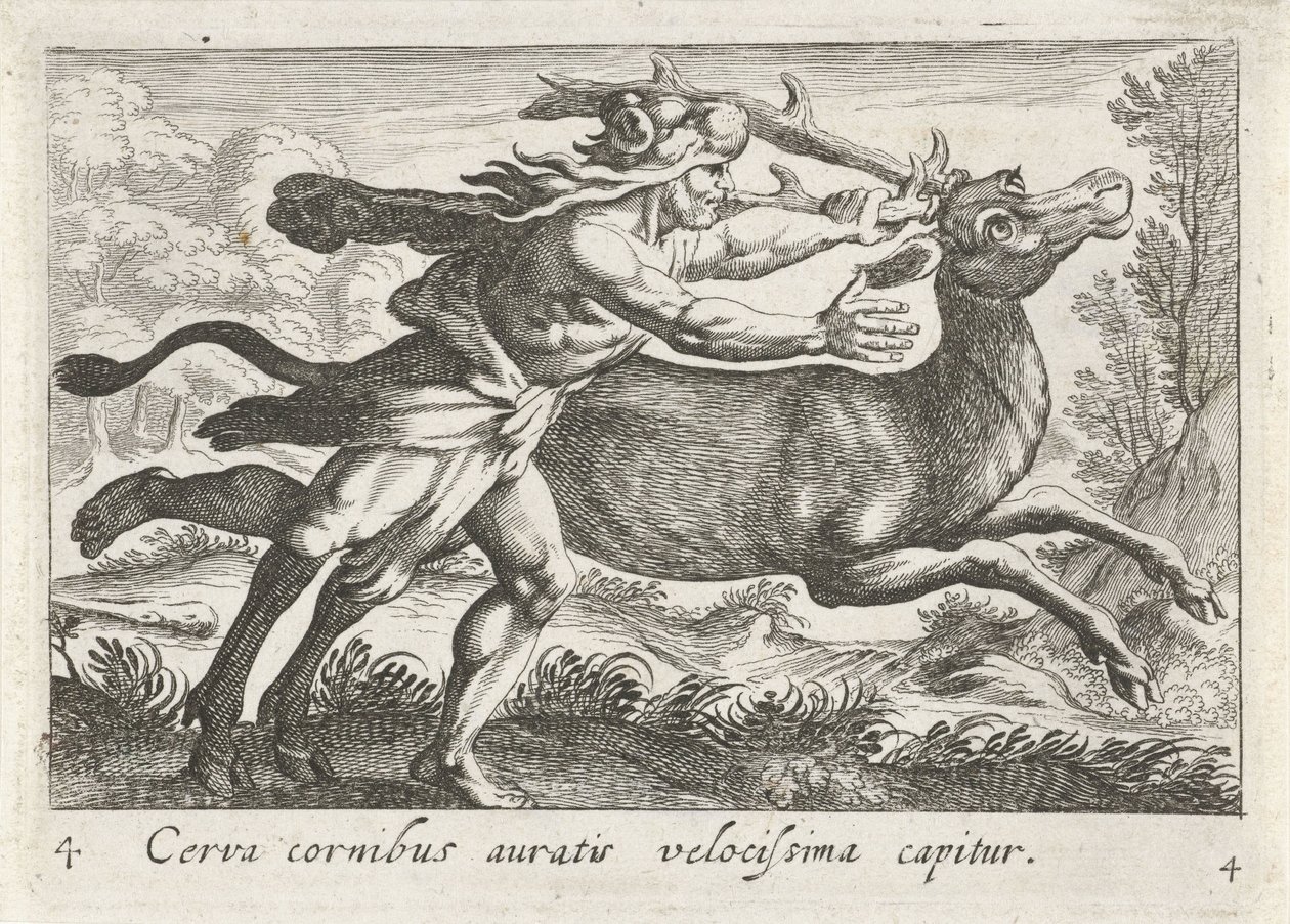 Herkules fängt die Hirschkuh von Cerynea von Simon Frisius