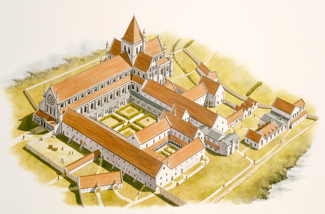 Luftaufnahme von Byland Abbey von Simon Hayfield