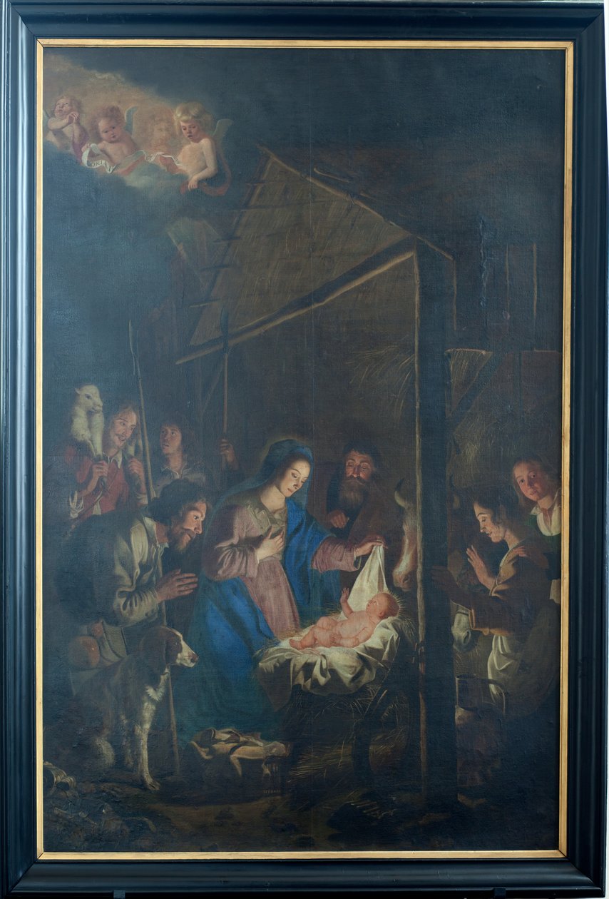 Pfarrkirche (Onze-Lieve-Vrouw-Hemelvaartkerk). Innenraum. Gemälde. Weihnachtsszene. Simon De Paepe. Ursprung Abtei Ename (?) von Simon II de Pape