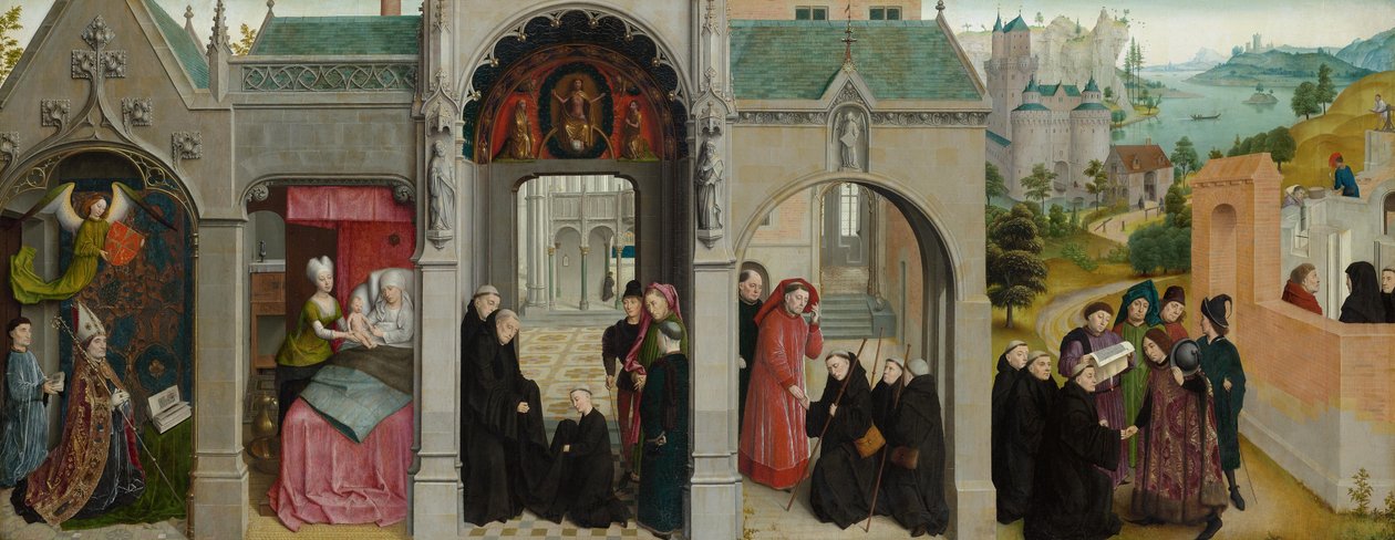 Szenen aus dem Leben des hl. Bertin - Verkündigung mit Propheten und Evangelisten von Simon Marmion