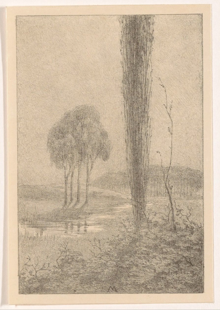Landschaft mit Bäumen und Bach von Simon Moulijn