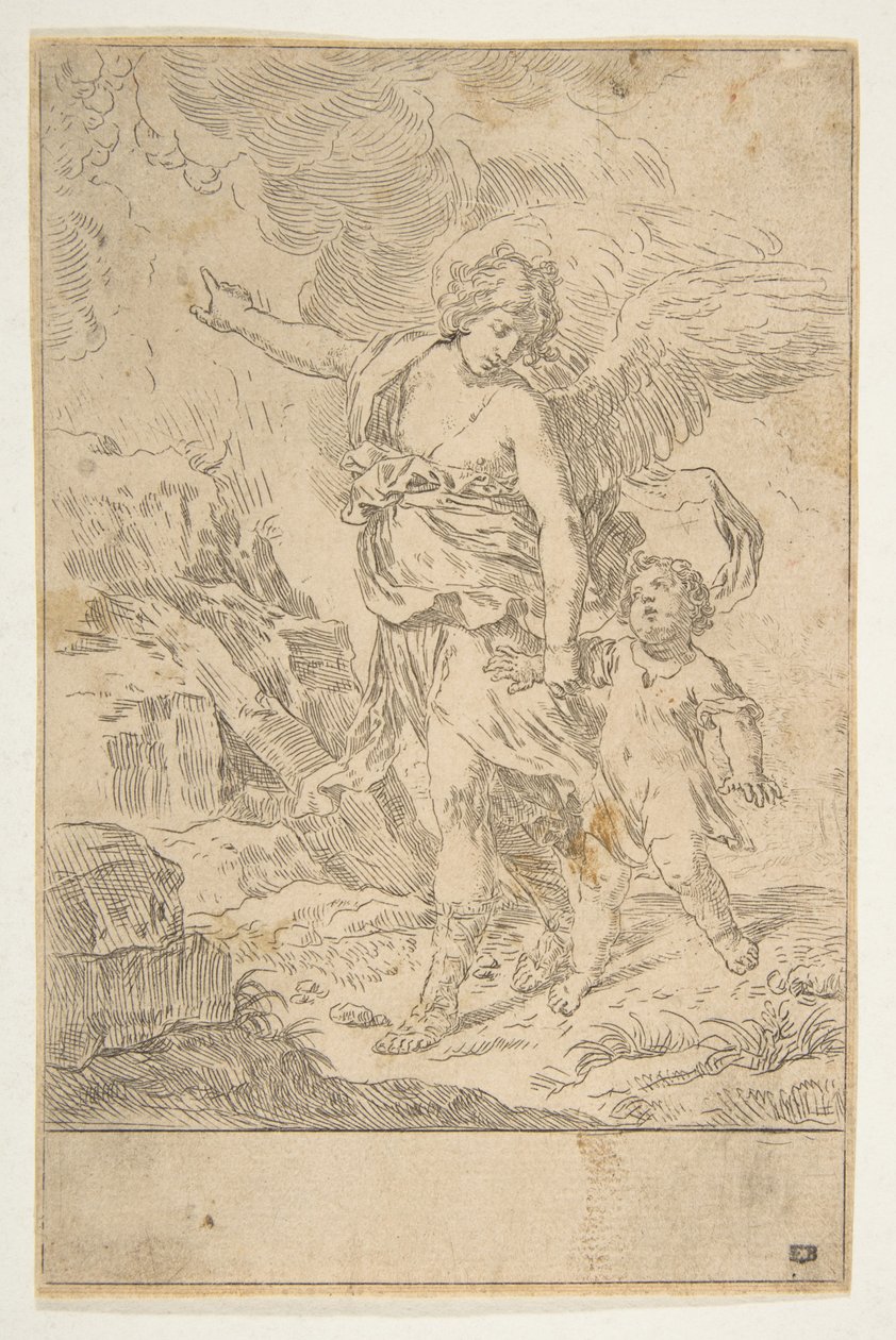 Ein Schutzengel, der mit einem Kind geht, ca. 1640 von Simone Cantarini