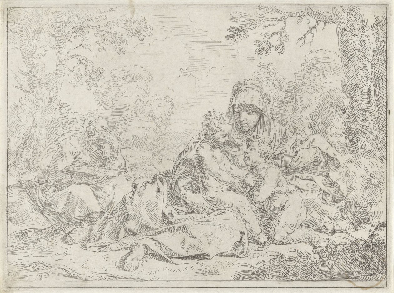 Heilige Familie mit dem jungen Johannes dem Täufer von Simone Cantarini