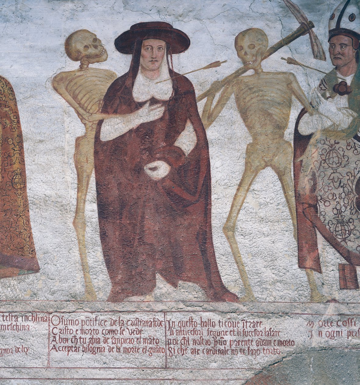 Der Kardinal und der Tod, Detail aus Der Totentanz von Simone II Baschenis