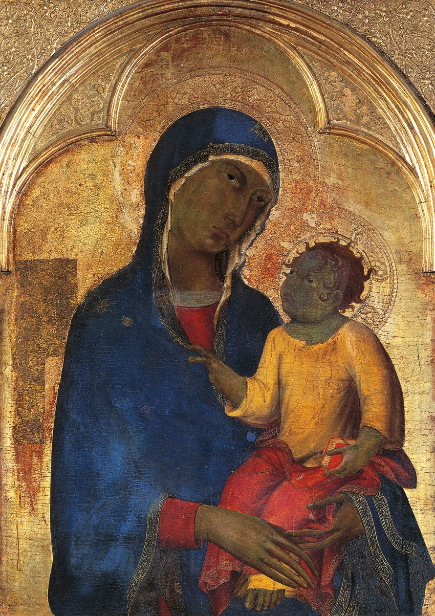 Madonna mit Kind, Detail aus dem Altarbild von San Domenico von Simone Martini (Detail) von Simone Martini