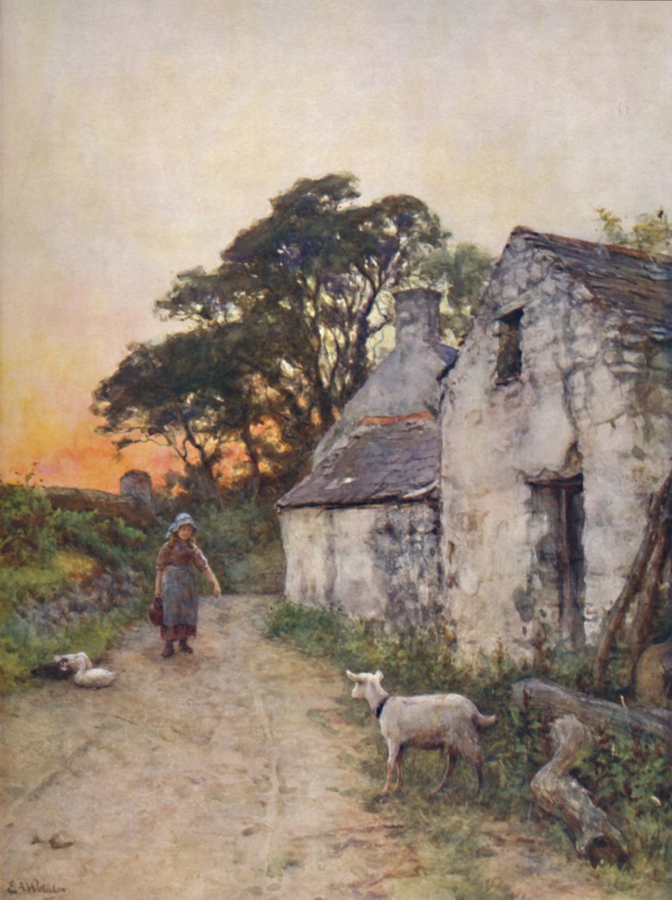 Eine Dorfstraße, Südwales, spätes 19. - frühes 20. Jahrhundert von Sir Ernest Albert Waterlow
