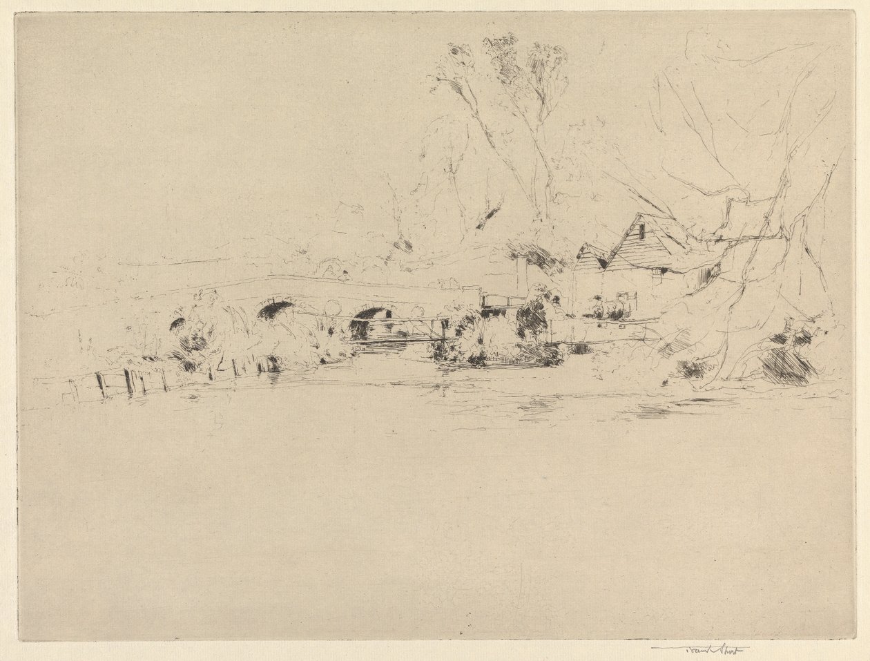 Alte Mühle an der Wandle, in Mitcham von Sir Frank Short