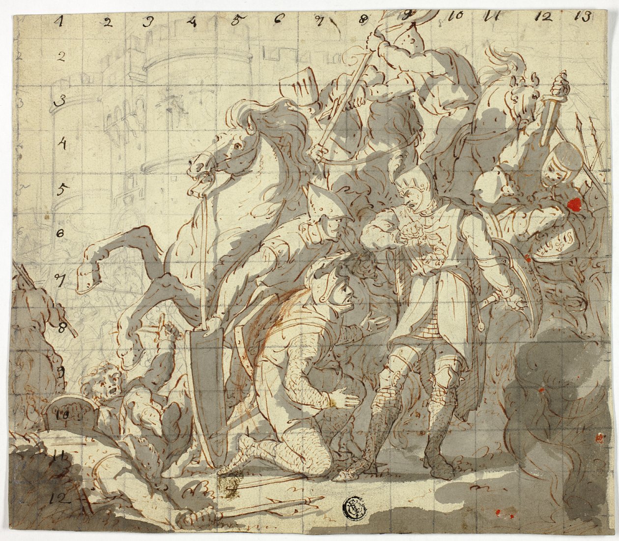 Kämpfende Ritter vor der Burg von Sir Robert Ker Porter