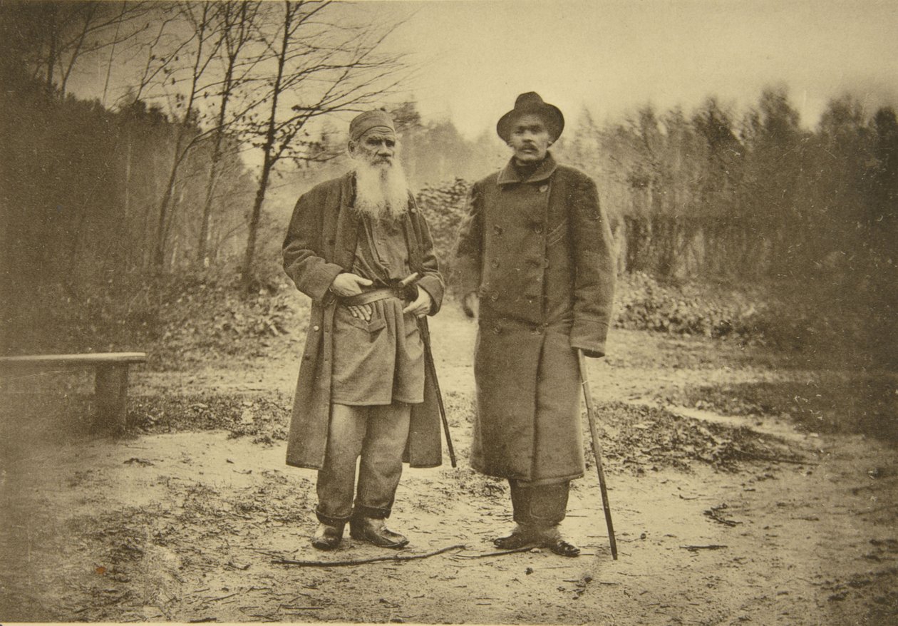 Leo Tolstoi und der Autor Maxim Gorki von Sophia Andreevna Tolstaya