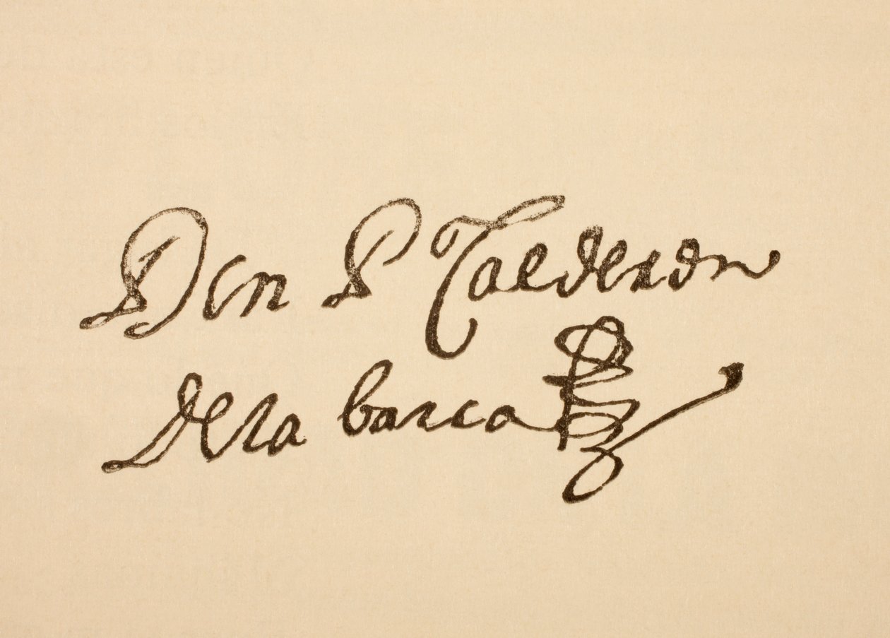 Unterschrift des spanischen Dramatikers Pedro Calderon de la Barca, aus 