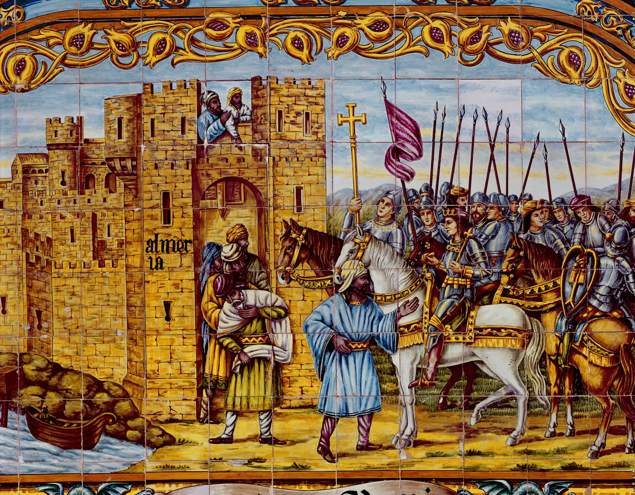 Eroberung von Almeria durch die katholischen Könige im Jahr 1488 (Keramik) (Detail) von Spanish School