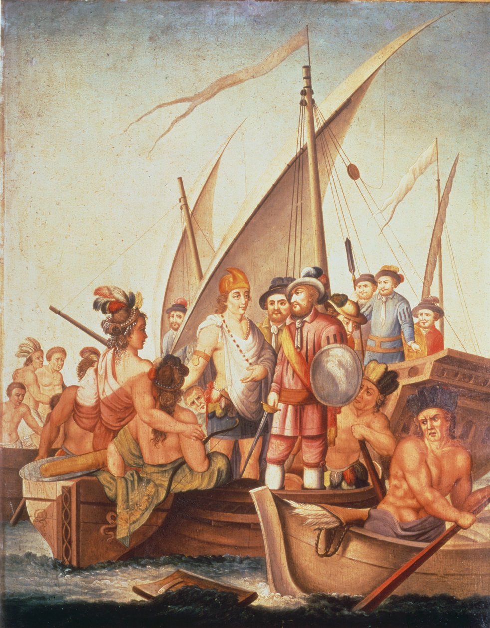 Eroberung von Mexiko: Garcia de Holguin erobert Guatimozin von Spanish School