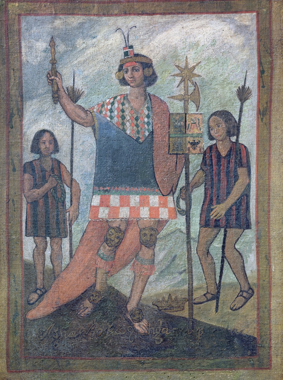 Einwohner der Neuen Welt, die Christoph Kolumbus auf seiner ersten Reise 1492 begegnete von Spanish School