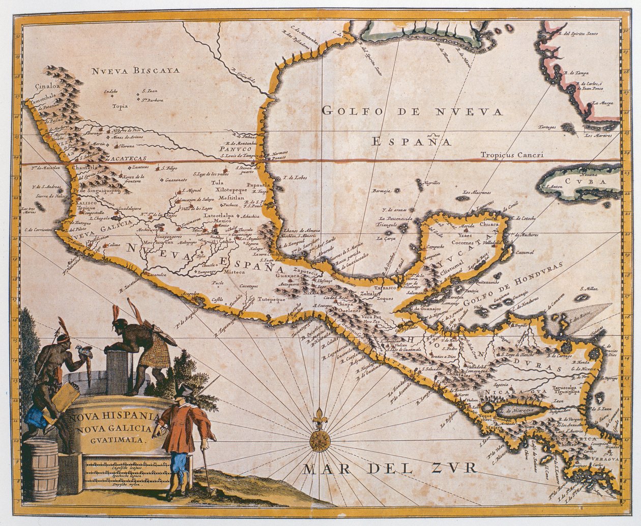 Karte von Neuspanien, Neu-Galicien und Guatemala, 1625 von Spanish School