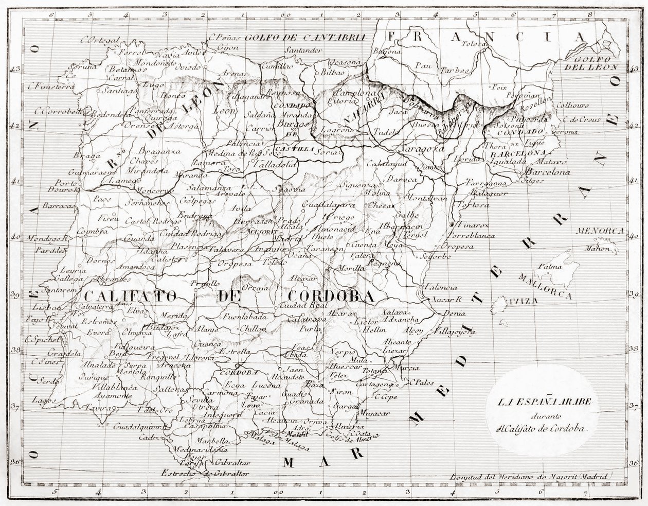 Karte von Spanien mit dem Kalifat von Córdoba von Spanish School