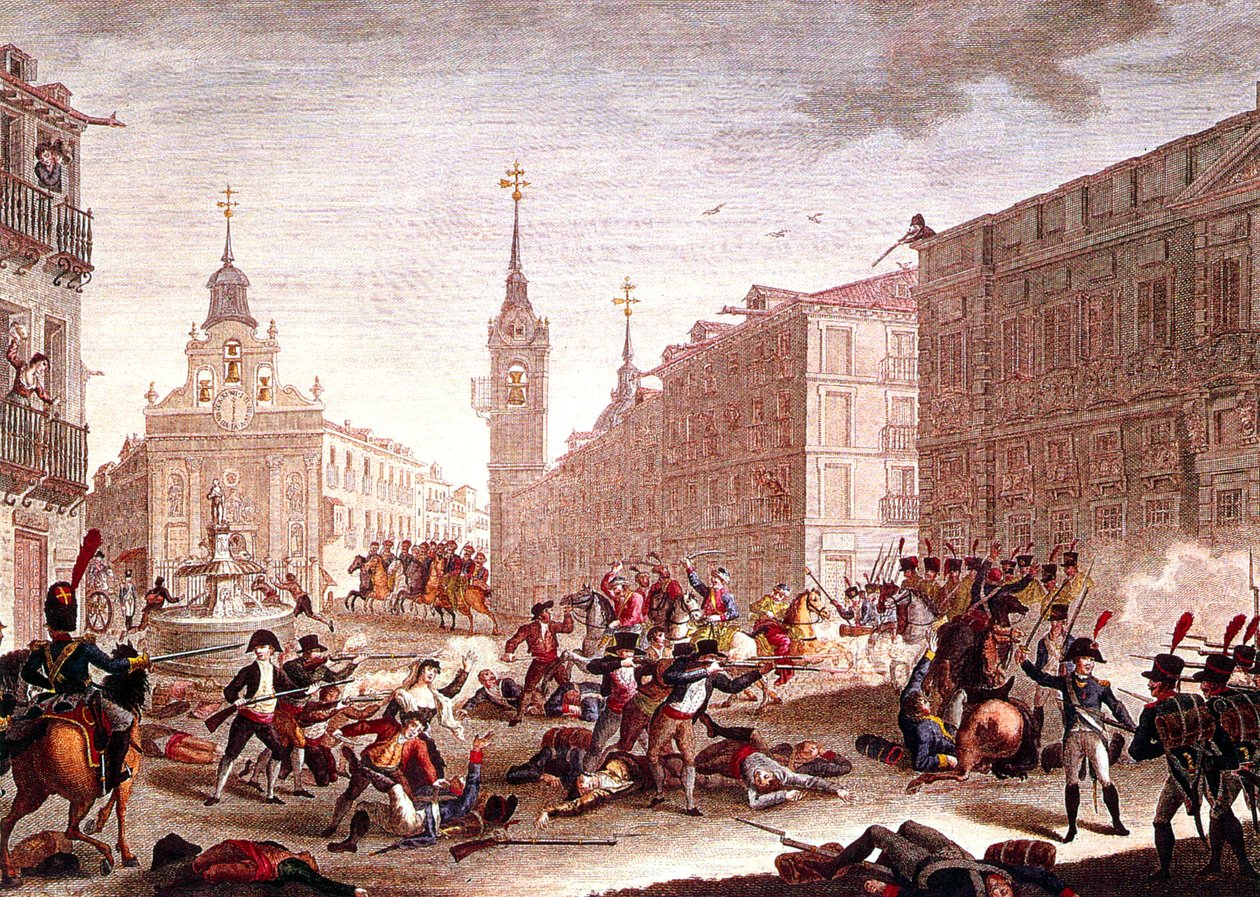 Aufstände gegen napoleonische Truppen, Madrid, Mai 1808 von Spanish School