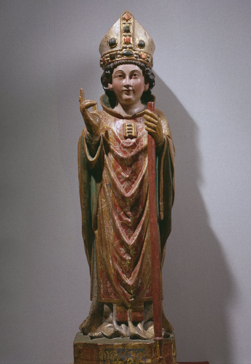 St. Martin von Tours, spätes 14. Jahrhundert - frühes 15. Jahrhundert (bemaltes und vergoldetes Holz) von Spanish School