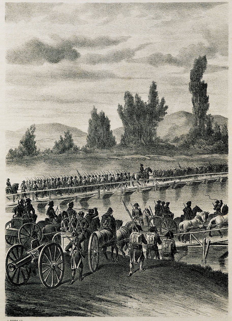 Die Truppen der napoleonischen französischen Armee überqueren den Fluss Bidasoa von Spanish School