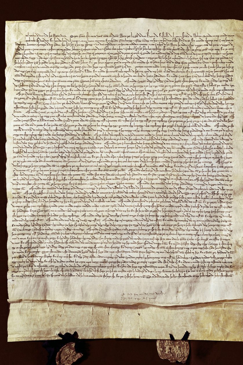 Das Testament von Maria de Molina (oder Maria Alfonso de Meneses) von Spanish School