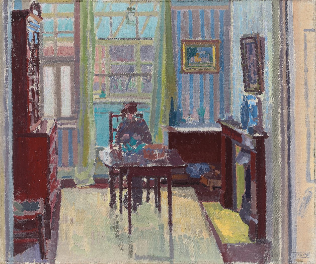 Innenansicht eines Zimmers in der Cambrian Road 6, Richmond, 1914 von Spencer Frederick Gore