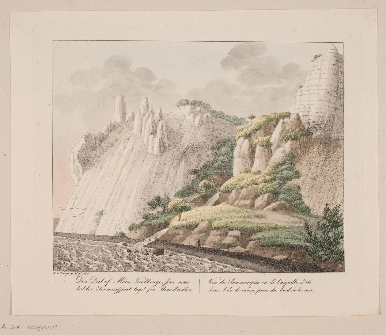 Der Teil der Kreidefelsen von Møn, der Sommerspiret genannt wird, von der Strandpromenade aus gesehen von Søren L. Lange