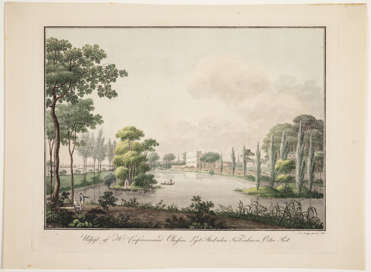 Aussicht von Herrn Konferenzrat Classens Landhaus außerhalb des Österport von Kopenhagen von Søren L. Lange