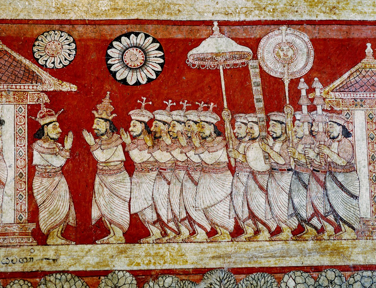 Detail der Wandmalerei im Degaldoruwa Vihraya Tempel von Sri Lankan School