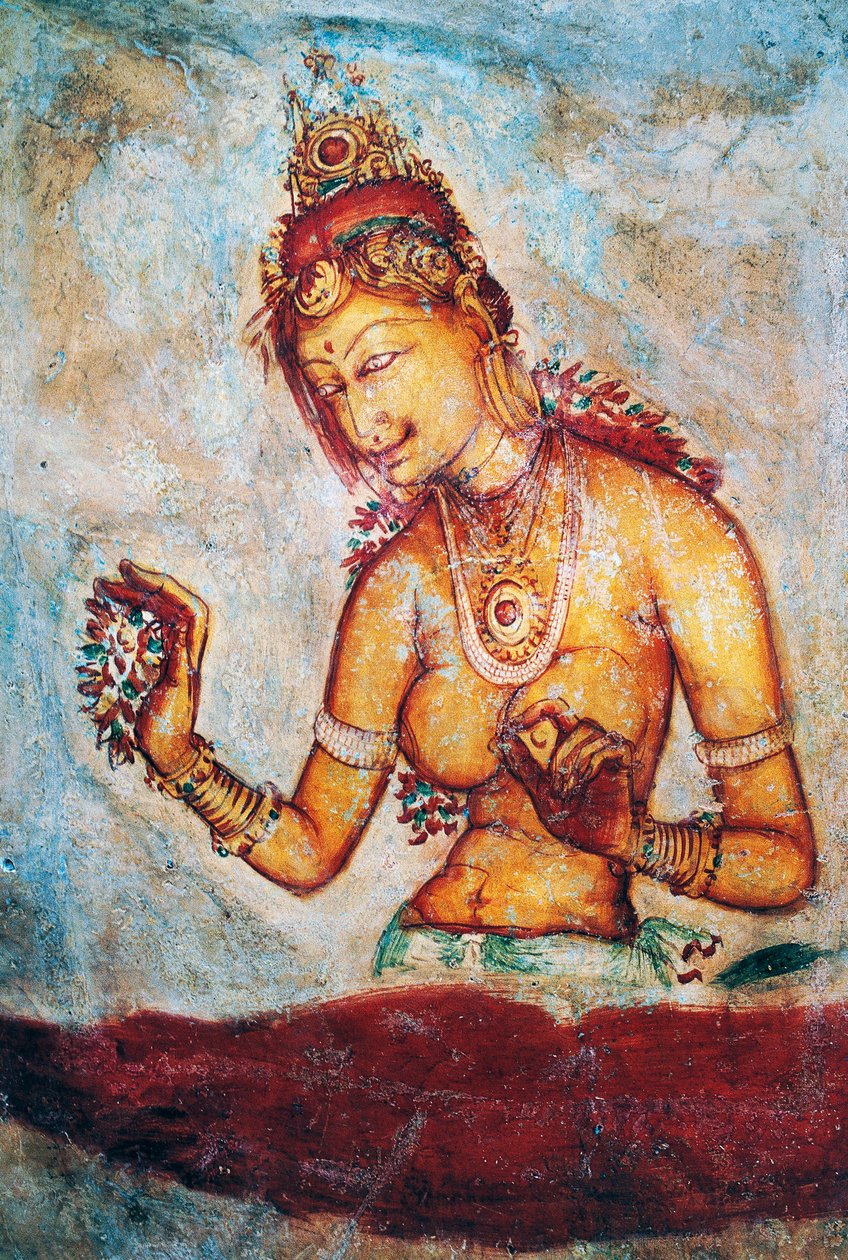Die Jungfrauen von Sigiriya, Fresko, archäologische Stätte Sigiriya (Unesco-Welterbeliste) von Sri Lankan School