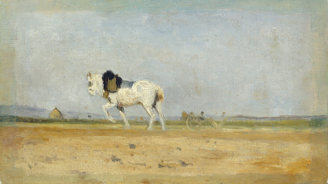 Ein Pflugpferd auf einem Feld, 1870-1874 von Stanislas Lepine