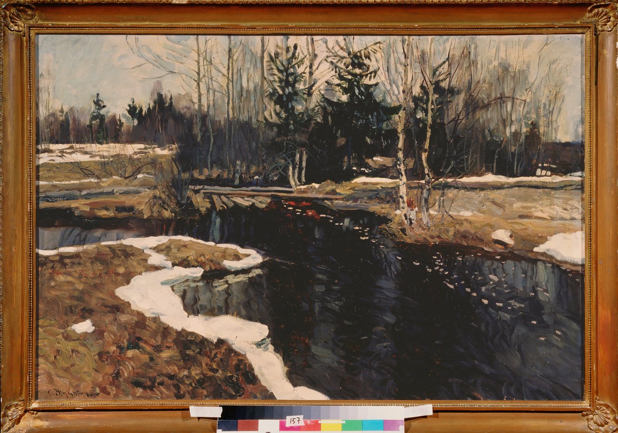 Ein Frühlingsbach. Gemälde von Stanislaw Julianowitsch Schukowski (1873-1944) von Stanislav Joulianovitch Joukovski