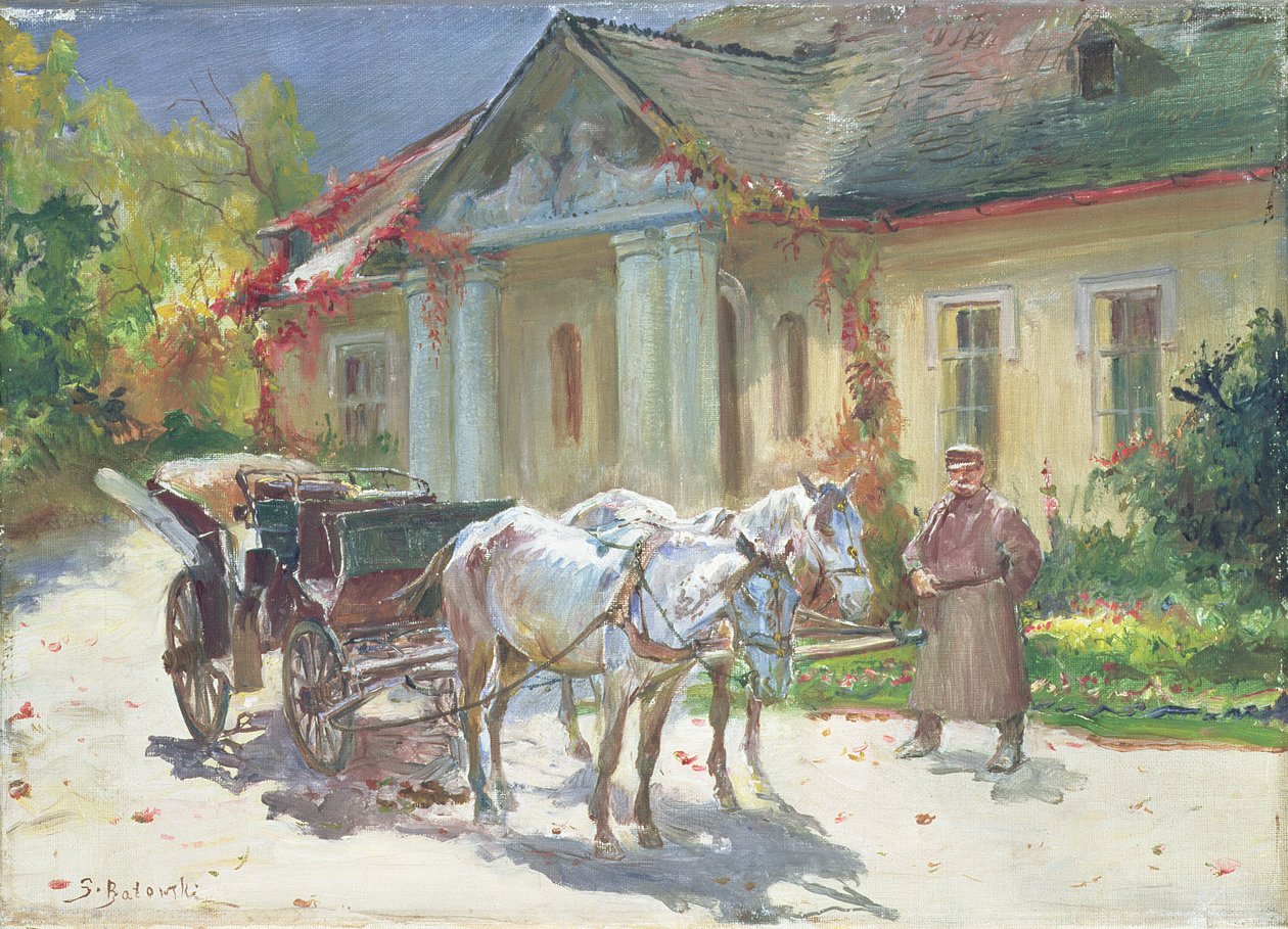 Vor einem polnischen Herrenhaus, ca. 1930 von Stanislaw Kaczor Batowski