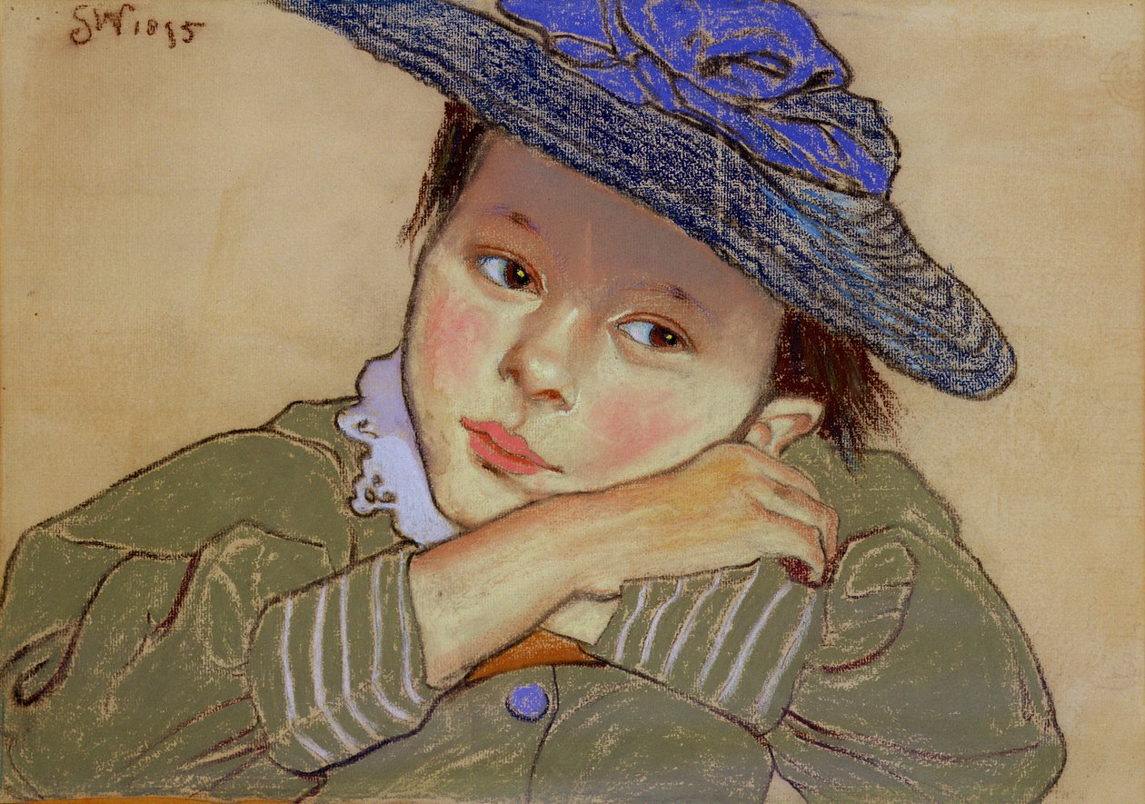 Mädchen mit blauem Hut, 1895 von Stanislaw Wyspianski