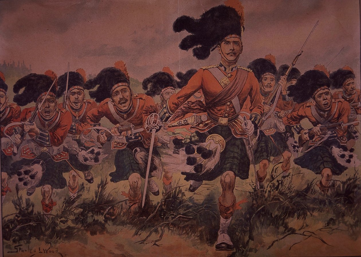 Angriff der Black Watch, um 1900 von Stanley L. (after) Wood