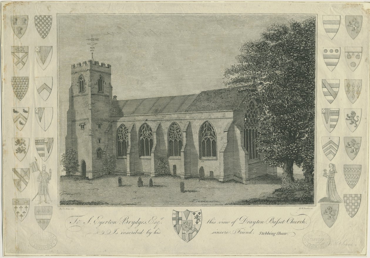 Drayton Bassett Kirche (Stich) von Stebbing Shaw