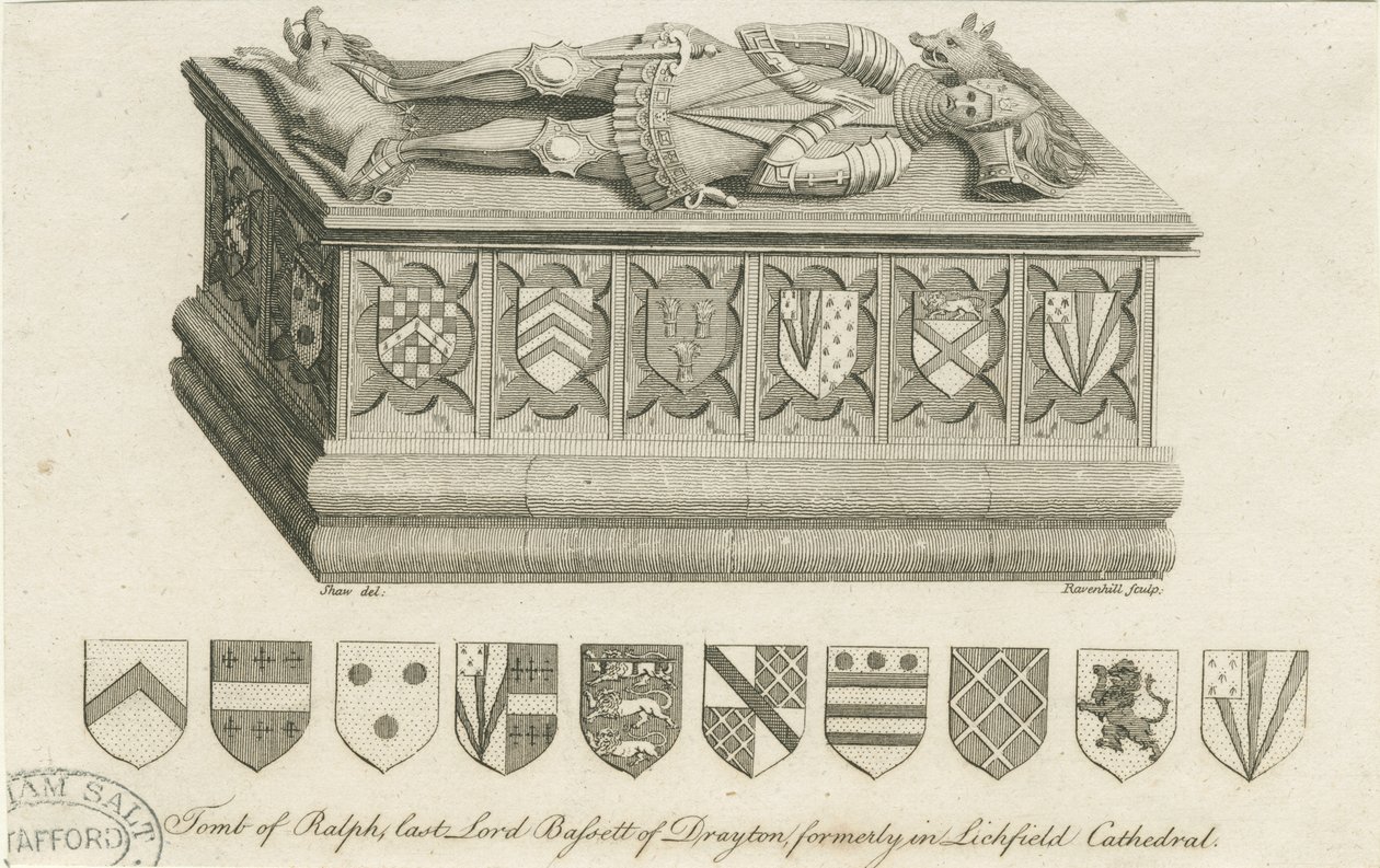 Lichfield Kathedrale - Grab von Lord Bassett: Gravur, undatiert [ca. 1791] von Stebbing Shaw