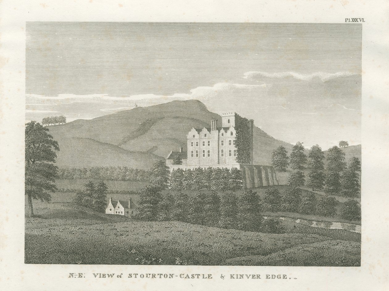 Stourton Castle und Kinver Edge: Gravur, undatiert [1799] von Stebbing Shaw