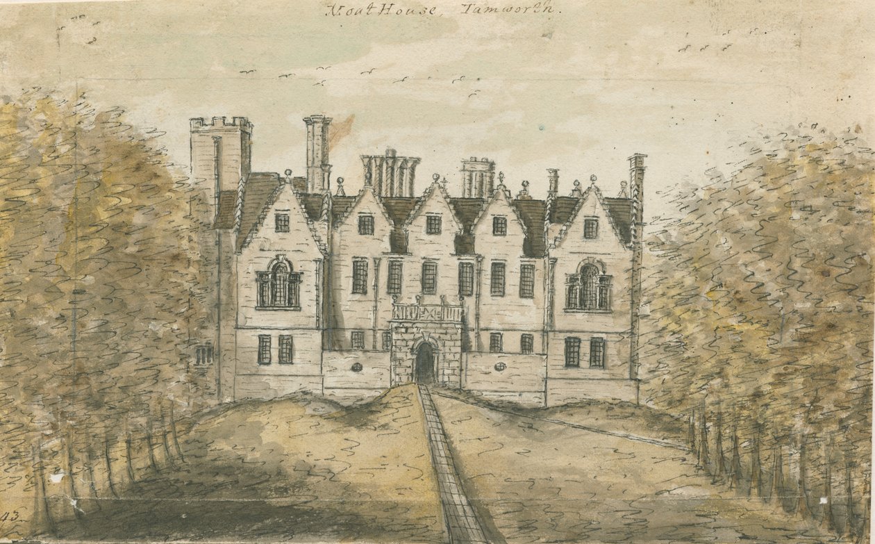 Tamworth - The Moat House: Aquarell, undatiert [1762-1802] von Stebbing Shaw