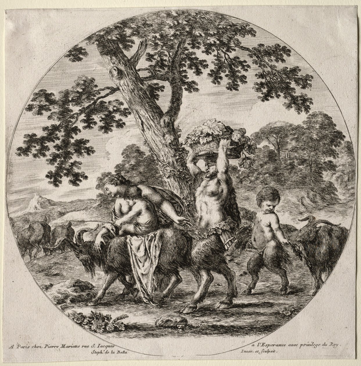 Eine Satyrfamilie auf Reisen von Stefano della Bella
