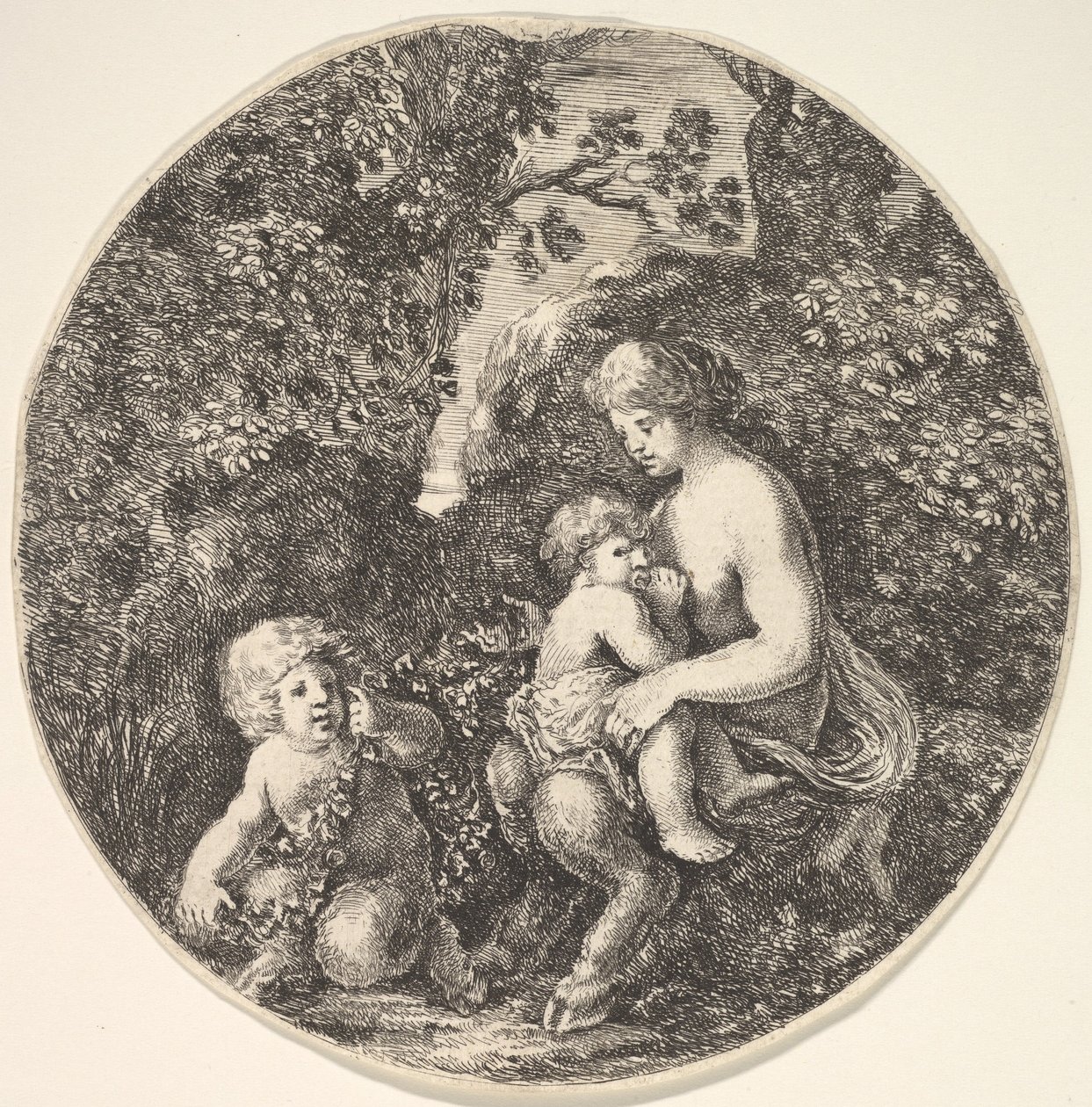 Eine weibliche Satyr stillt ein Kind von Stefano della Bella