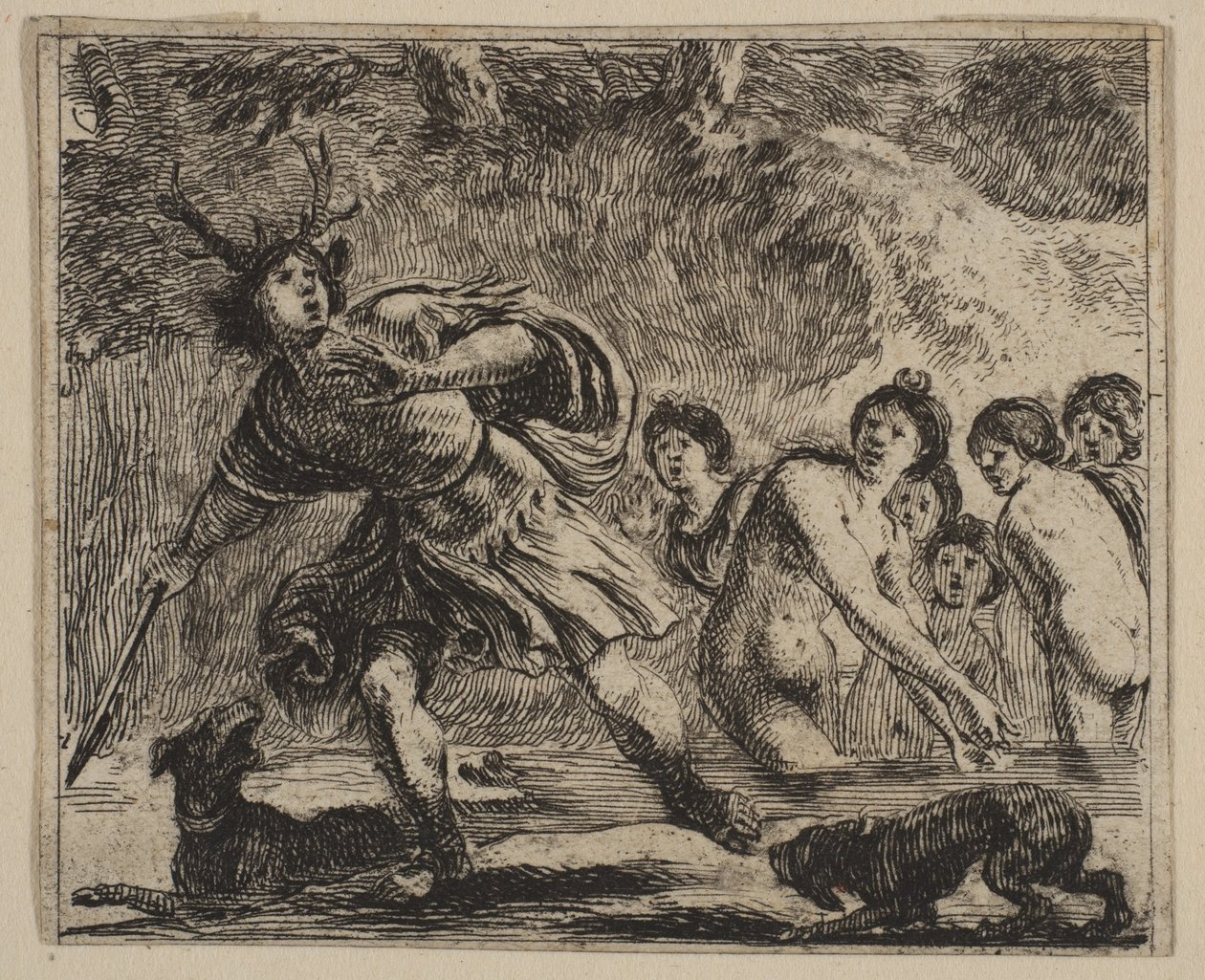 Acteon, aus dem Spiel der Mythologie Jeu de la Mythologie, 1644 von Stefano della Bella