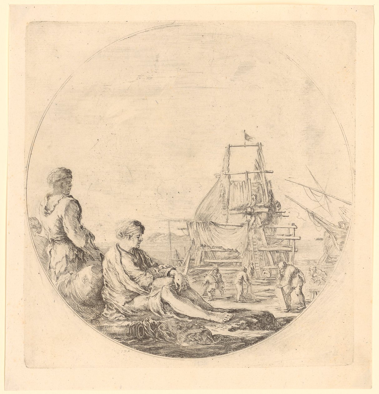 Afrikanischer und europäischer Matrose bei einem Schiff von Stefano della Bella