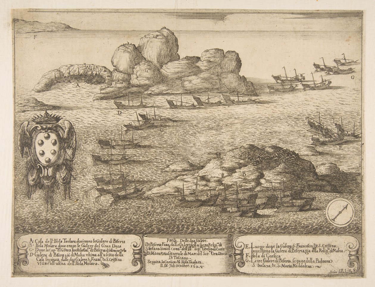 Eroberung von zwei Galeeren bei Byserta, 1628 von Stefano della Bella