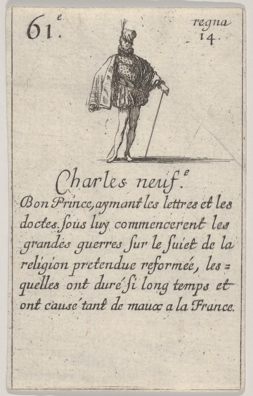 Charles neuf.-e Bon Prince, aus dem Spiel der Könige von Frankreich, 1644 von Stefano della Bella